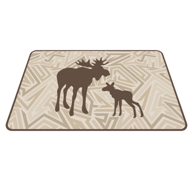Silhouette moose and calf ethnic vinyl rug - TenStickers
