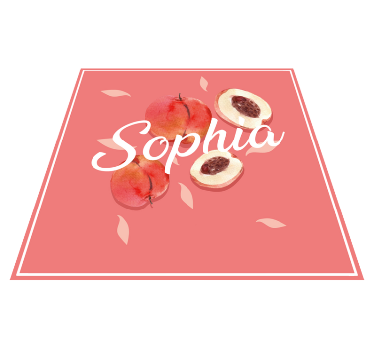 Pink peaches with name teenager vinyl rug - TenStickers