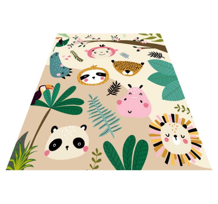 Kids jungle animals and trees kids vinyl rug - TenStickers
