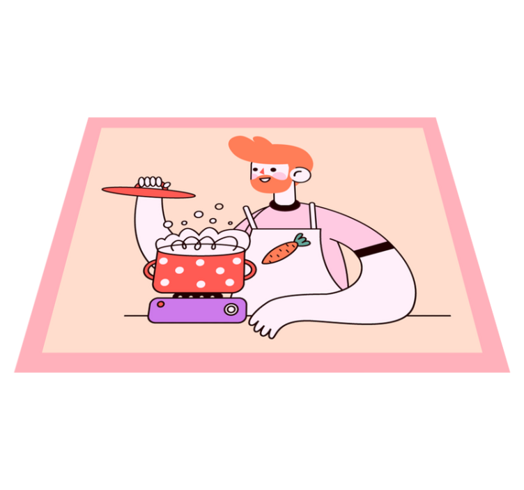 Red-haired man cooking kitchen vinyl rug - TenStickers