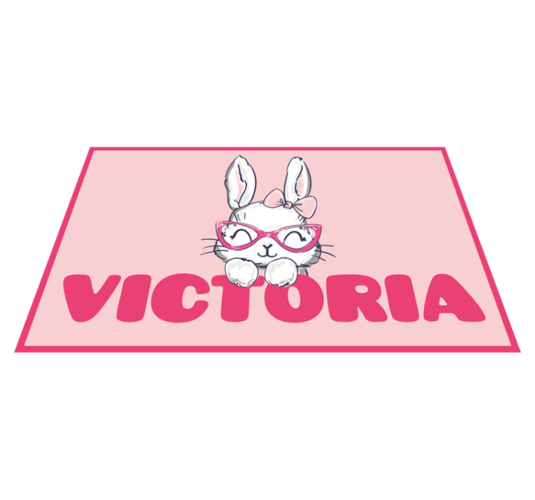 Bunny with glasses and name vinyl rug - TenStickers