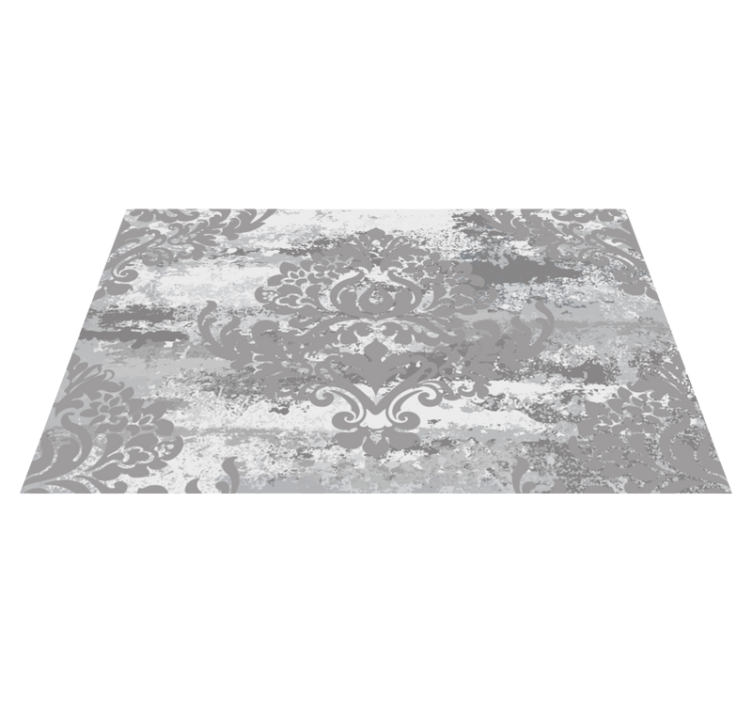 Vintage damask print grey kitchen vinyl rug - TenStickers