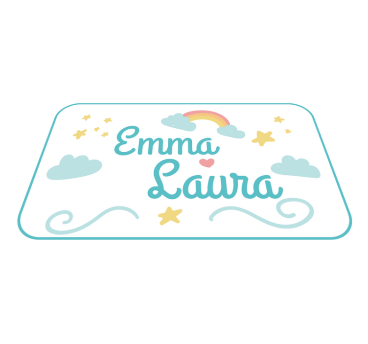 Double name with rainbow vinyl rug - TenStickers
