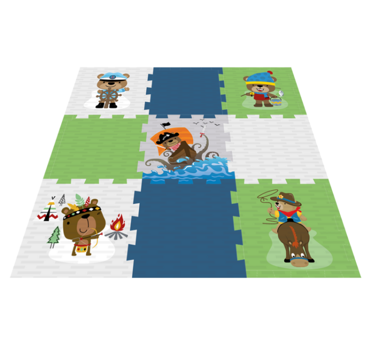 Cute bear adventure vinyl rug - TenStickers