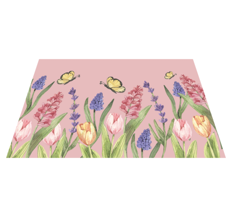Botanical Garden Emblem flower vinyl rug - TenStickers
