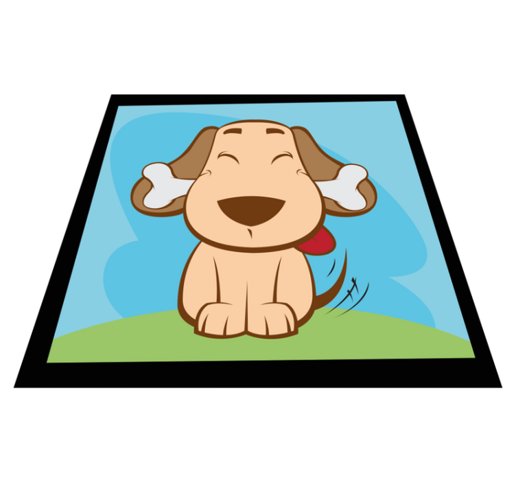 Happy dog with bone animal vinyl rug - TenStickers