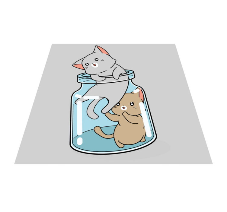 Cute cats jar animal vinyl rug - TenStickers