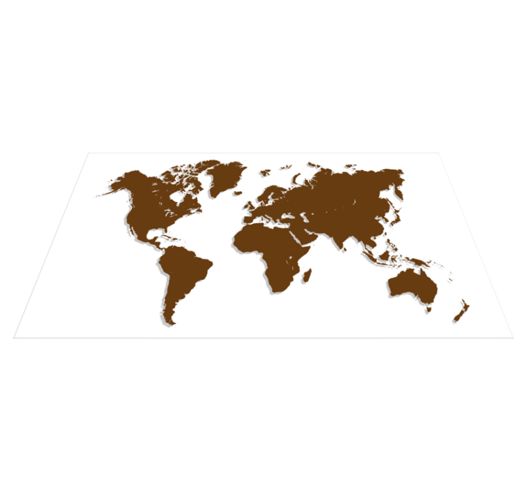 Brown outline and white background world map vinyl rug - TenStickers