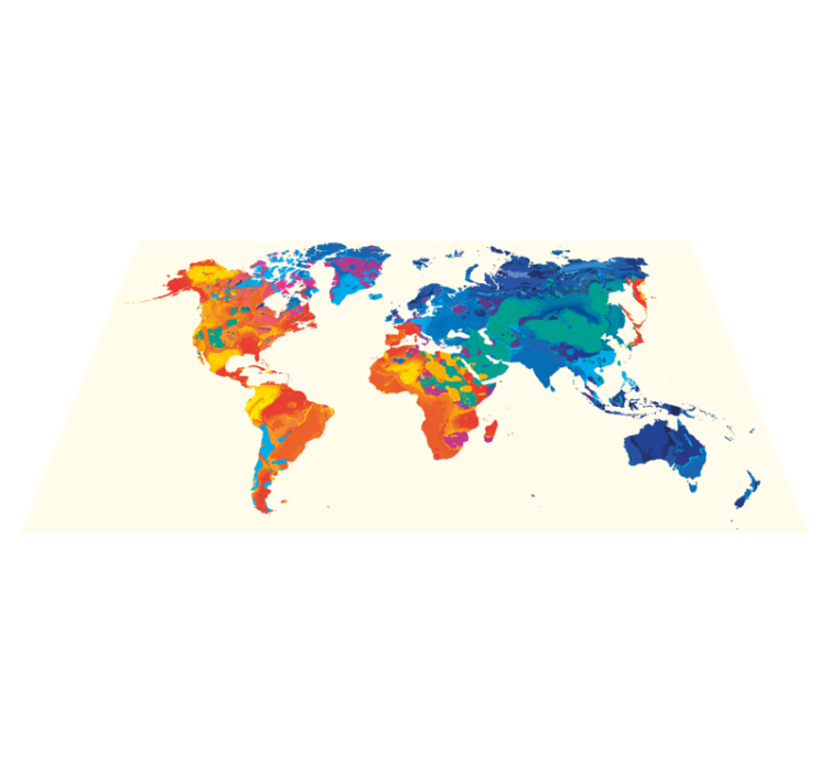 Pretty watercolor world map square vinyl rug - TenStickers