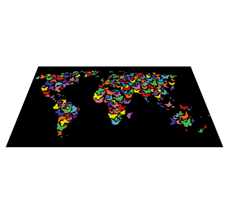 World map neon butterflies  bathroom flooring - TenStickers