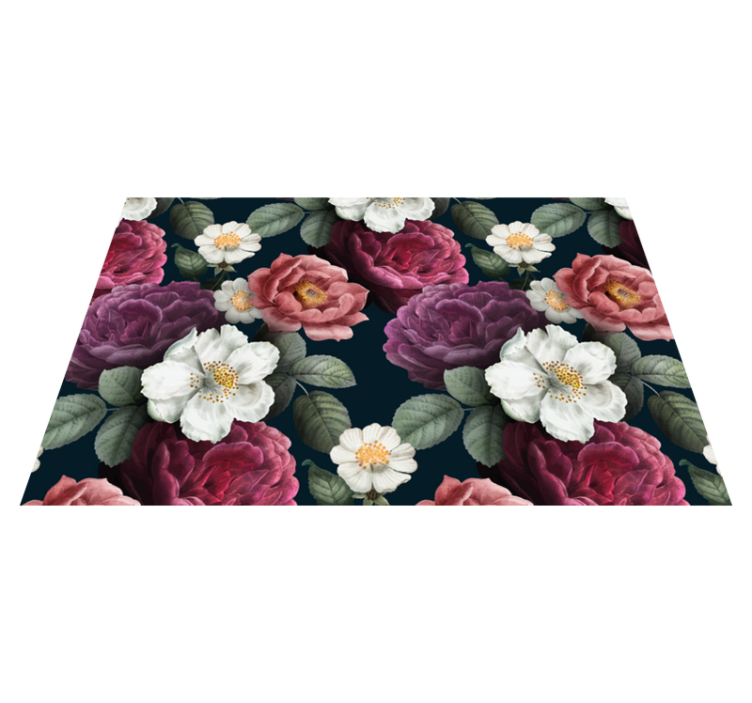 White and red roses floral kitchen vinyl rug - TenStickers