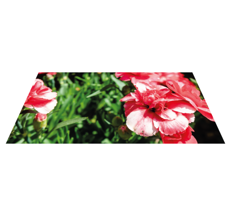Pink blooms and grass flower vinyl rug - TenStickers