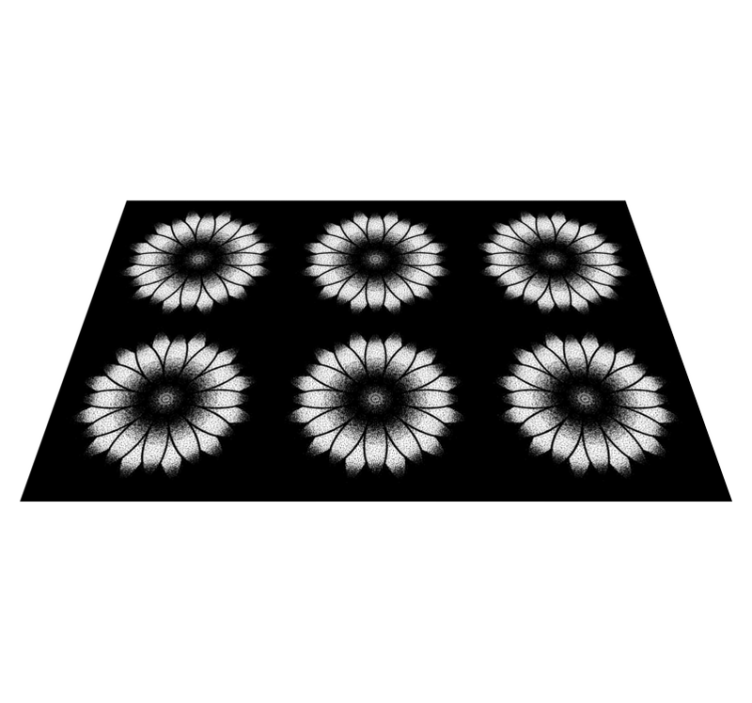 Black and white inspiration flower vinyl rug - TenStickers