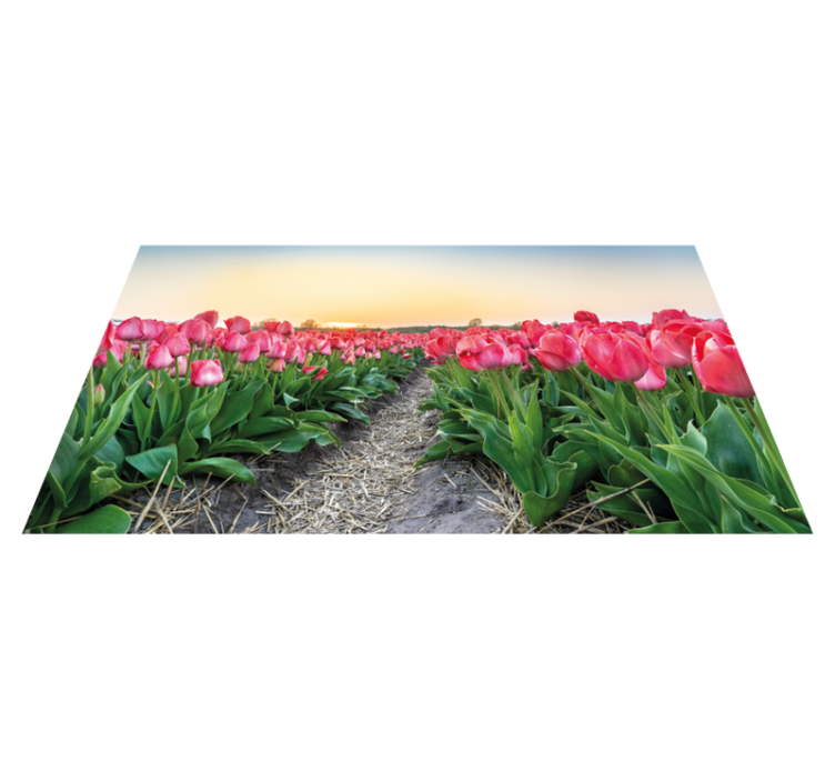Tulip Field Perspective flower vinyl rug - TenStickers