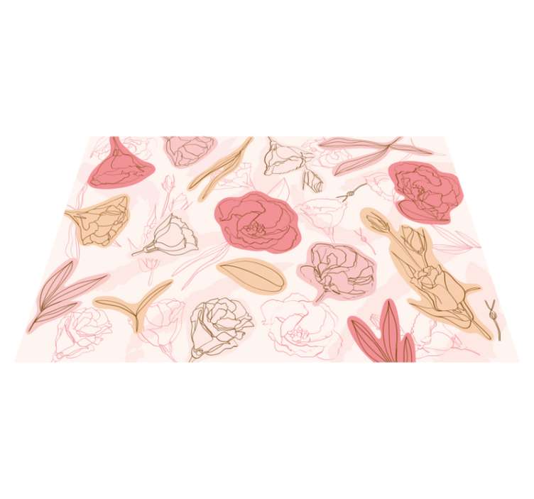Pink and white roses floral rug - TenStickers