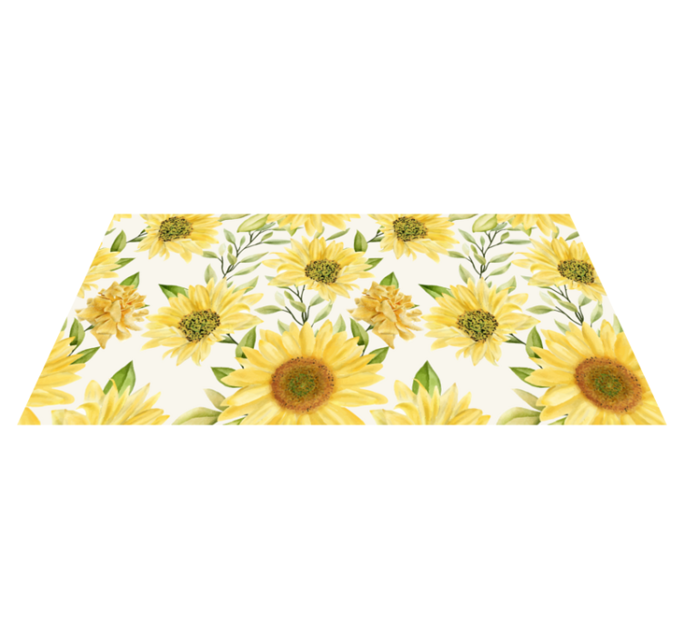 Sunflower white background floral rug - TenStickers