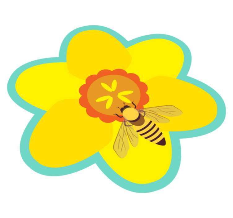 Bee on a sunflower flower vinyl rug - TenStickers