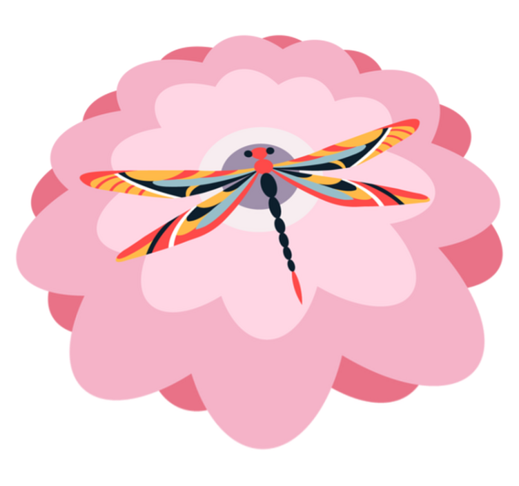 Colorful Dragonfly Centerpiece flower vinyl rug - TenStickers