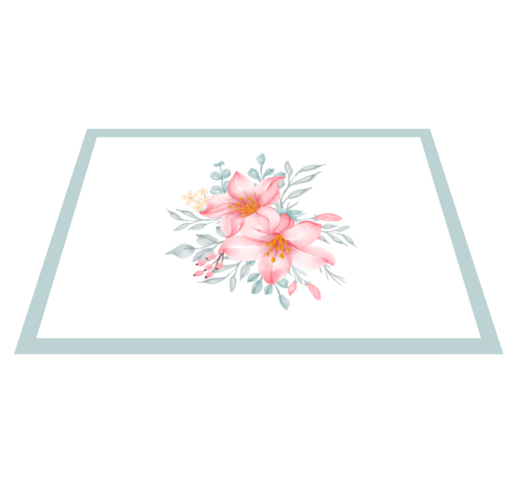 Pink Floral Elegance flower vinyl rug - TenStickers