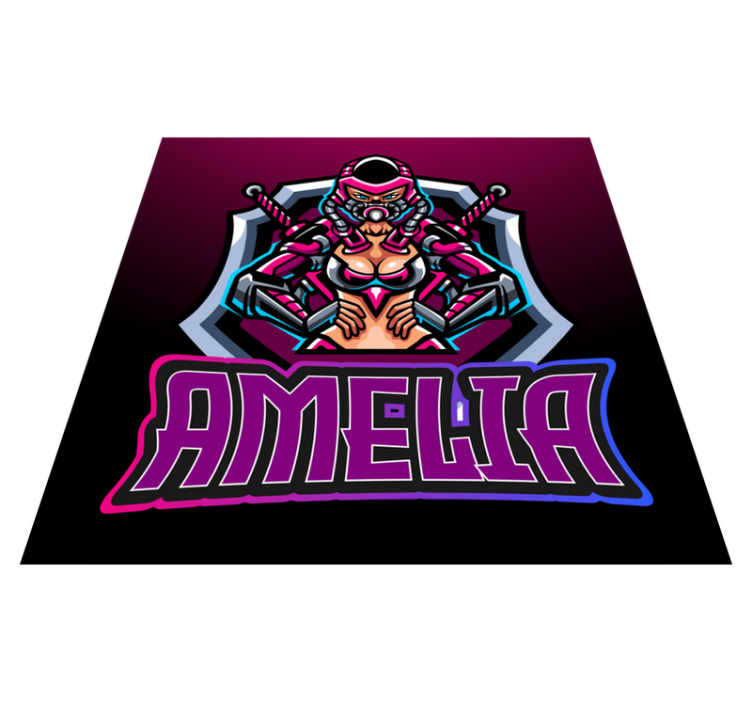 Gaming heroine with name teenager vinyl rug - TenStickers