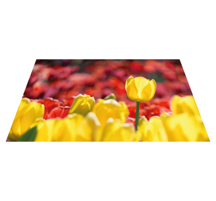 Yellow tulip blooms flower vinyl rug - TenStickers
