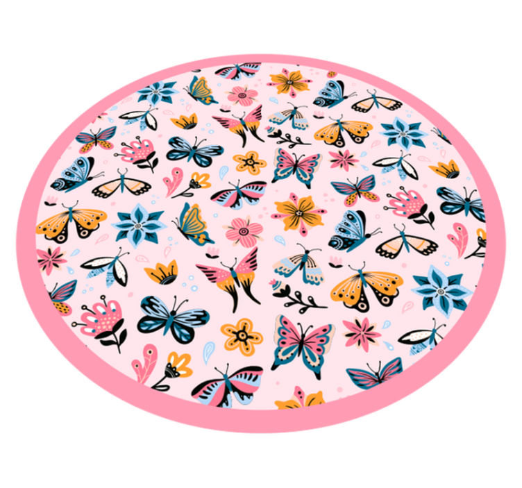 Butterflies and flowers kids nature vinyl rug - TenStickers