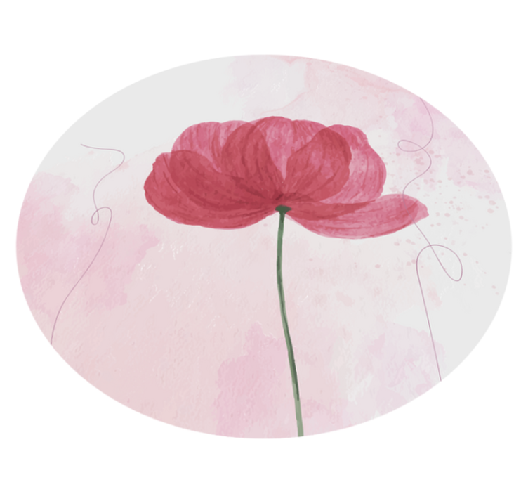 Aquarella poppy design flower vinyl rug - TenStickers