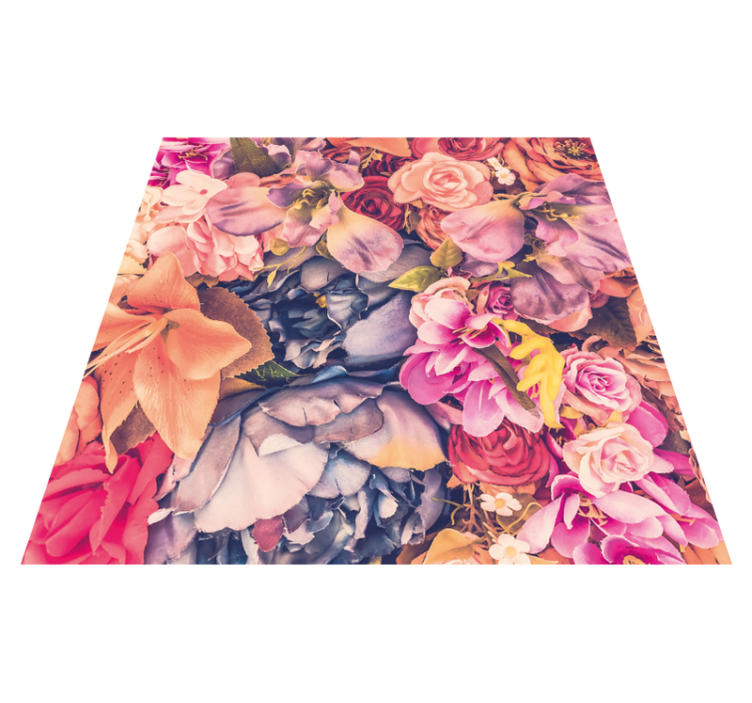Vibrant Floral Element flower vinyl rug - TenStickers