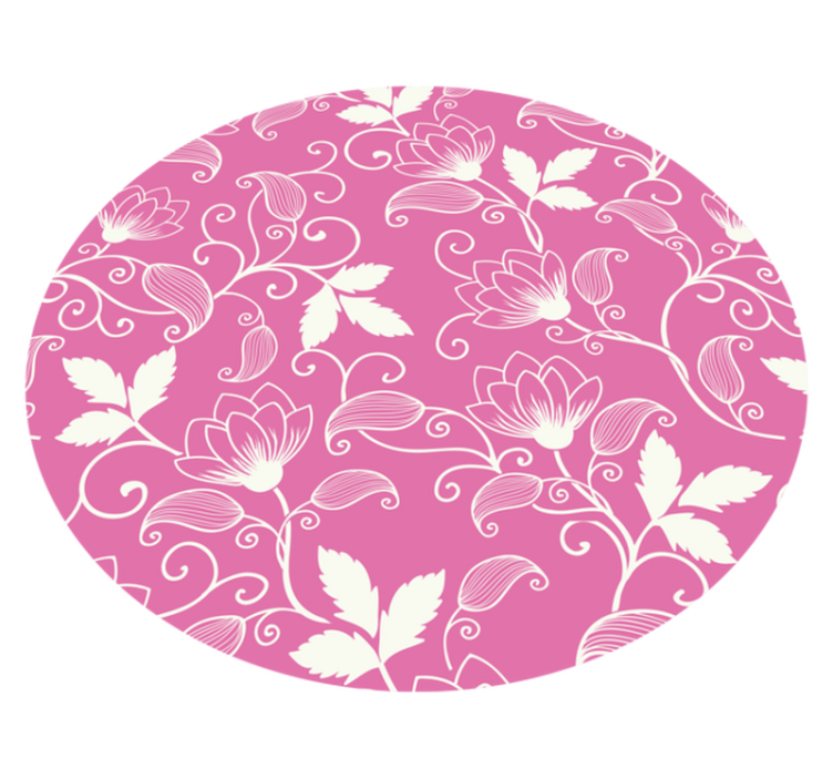 Pink Floral Swirls flower vinyl rug - TenStickers
