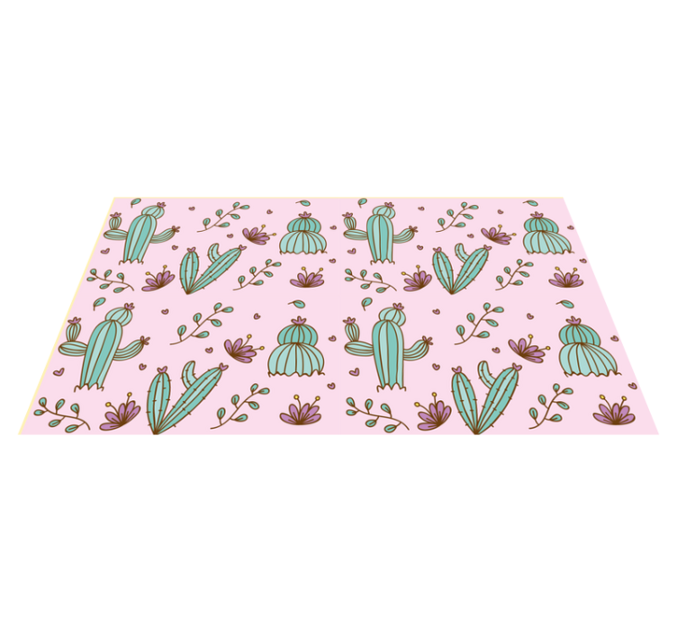 Cactus and flowers pattern floral rug - TenStickers