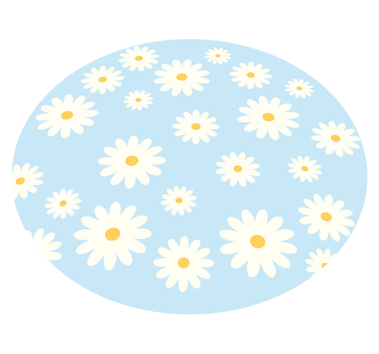 White daisies on light blue background rug - TenStickers
