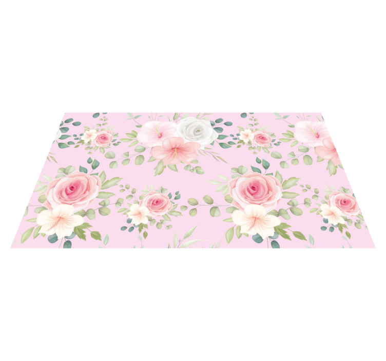 Elegant roses pattern in pink floral rug - TenStickers