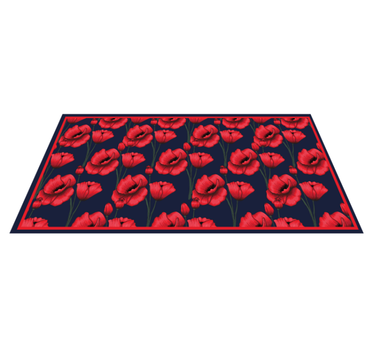 Red Poppy Arrangement flower vinyl rug - TenStickers