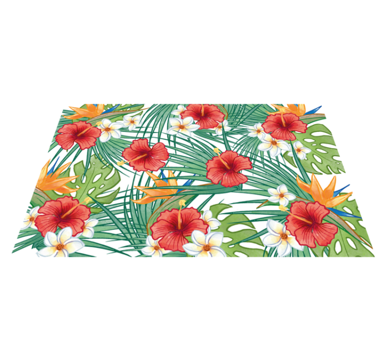 Tropical Floral Theme flower vinyl rug - TenStickers