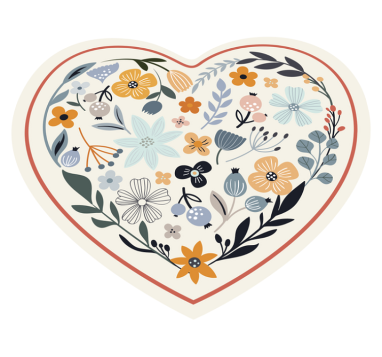Heart Floral Arrangement flower vinyl rug - TenStickers