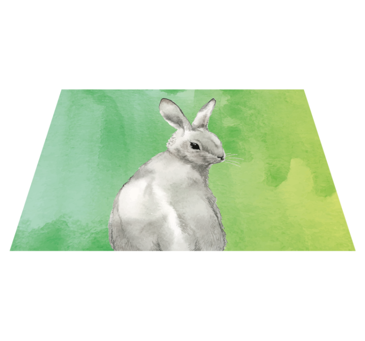 Rabbit green background animal vinyl rug - TenStickers