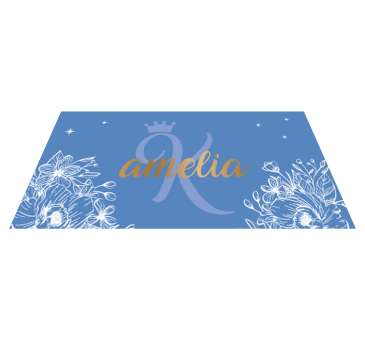 Floral name and initial teenager vinyl rug - TenStickers