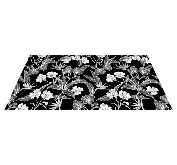 Black and white elegance flower vinyl rug - TenStickers