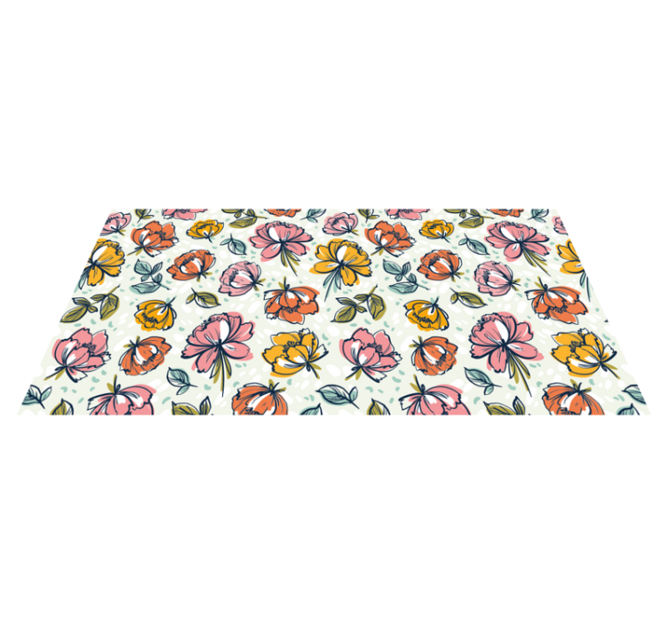 Colored abstract flower pattern floral rug - TenStickers