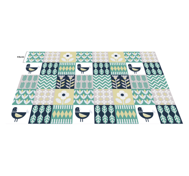 Colorful Bird Pattern tile vinyl rug - TenStickers