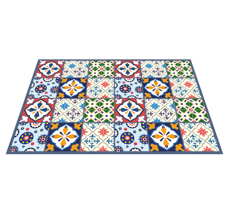Portuguese colorful style kitchen floor tiles - TenStickers