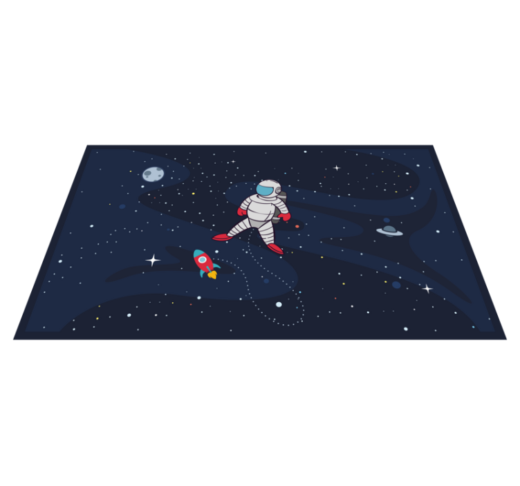 Lonely spaceman with rocket star vinyl rug - TenStickers