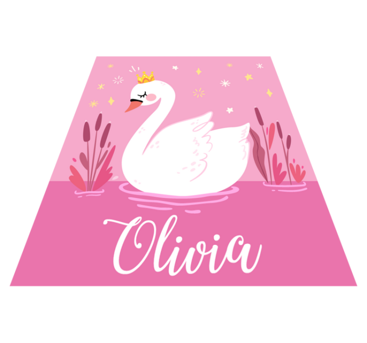 Princess swan with name vinyl rug - TenStickers