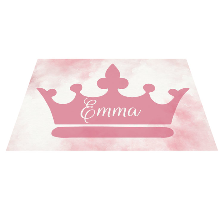 Pink crown with name vinyl rug - TenStickers
