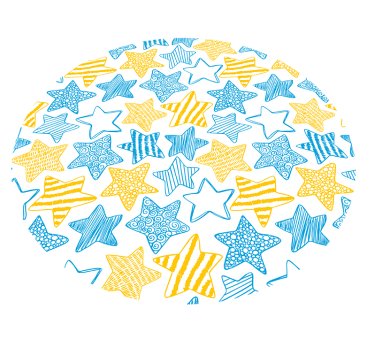 Yellow and blue design star vinyl rug - TenStickers