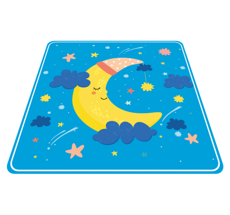 Moon with a night cap and stars vinyl rug - TenStickers