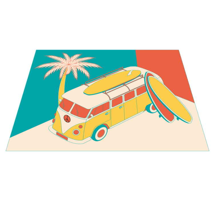 Surfing Van Adventure vintage vinyl rug - TenStickers