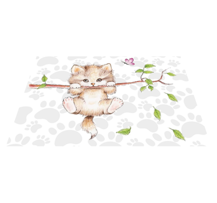 Cute Kitten Hanging animal vinyl rug - TenStickers