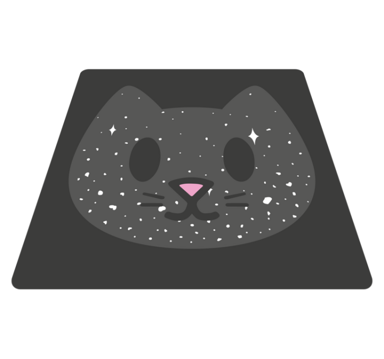 Grey cat face with a pink nose square vinyl rug - TenStickers