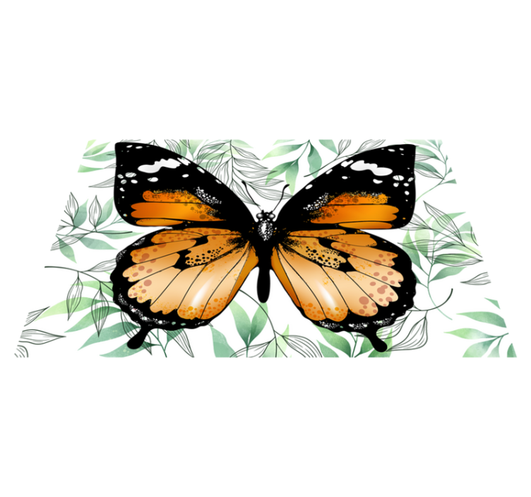 Orange butterfly rectangular rug - TenStickers